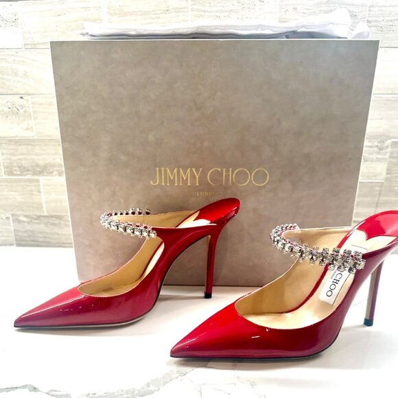 Jimmy Choo Bing 100 Red 4” heels patent leather New - Picture 3 of 6